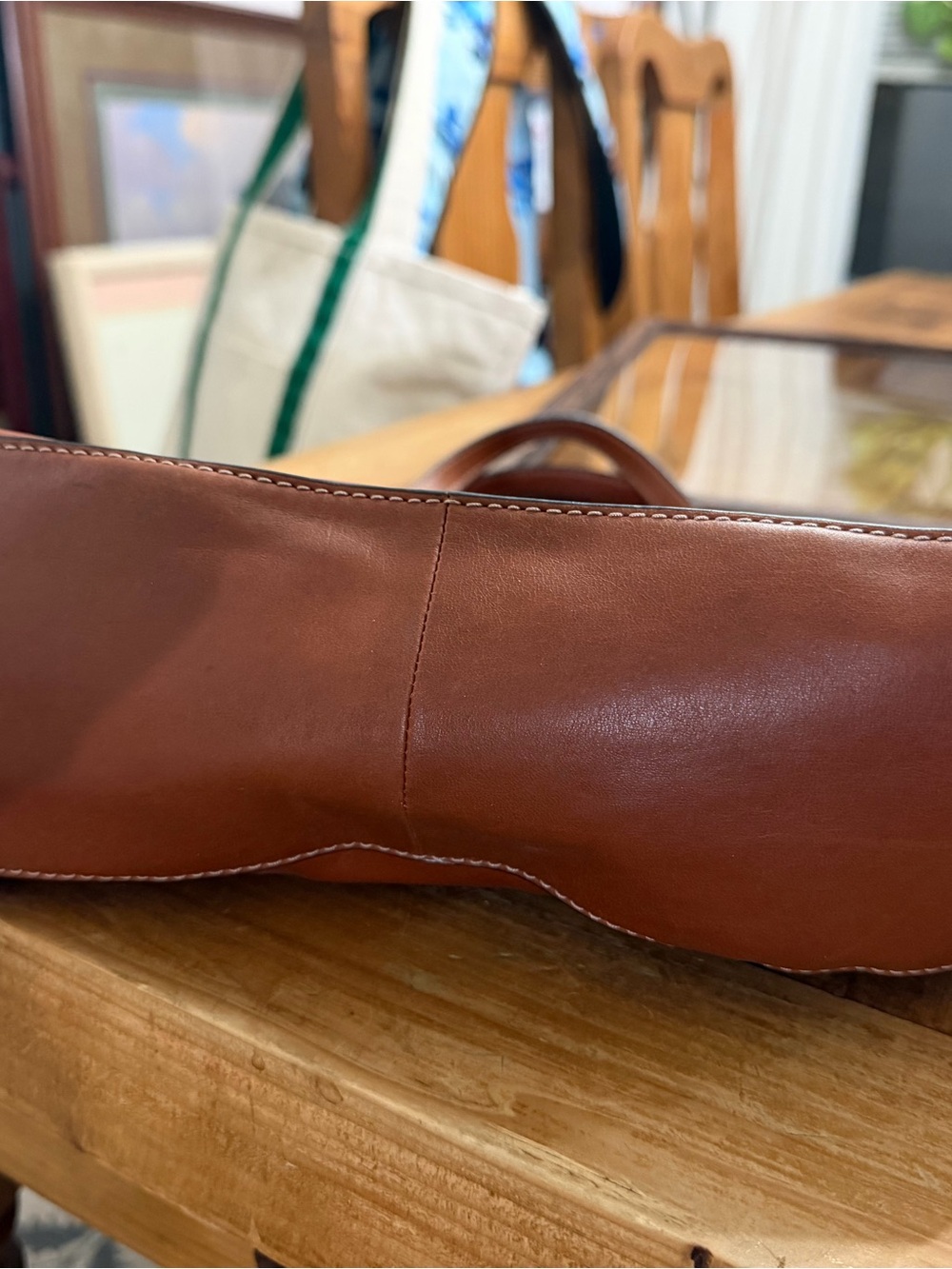 Fossil Brown Leather Tote Bag - Picture 6 of 8